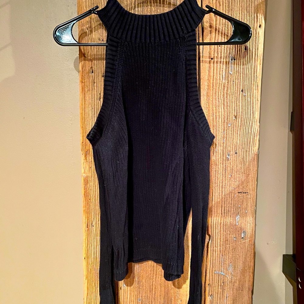 Black Cold Shoulder Top